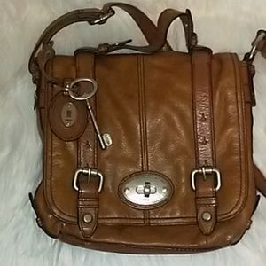 Fossil Maddox Satchel Distressed Tan